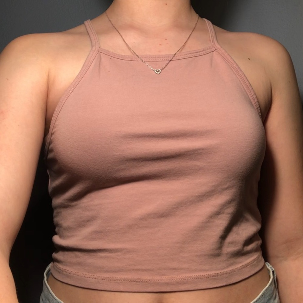 Pink divided crop top